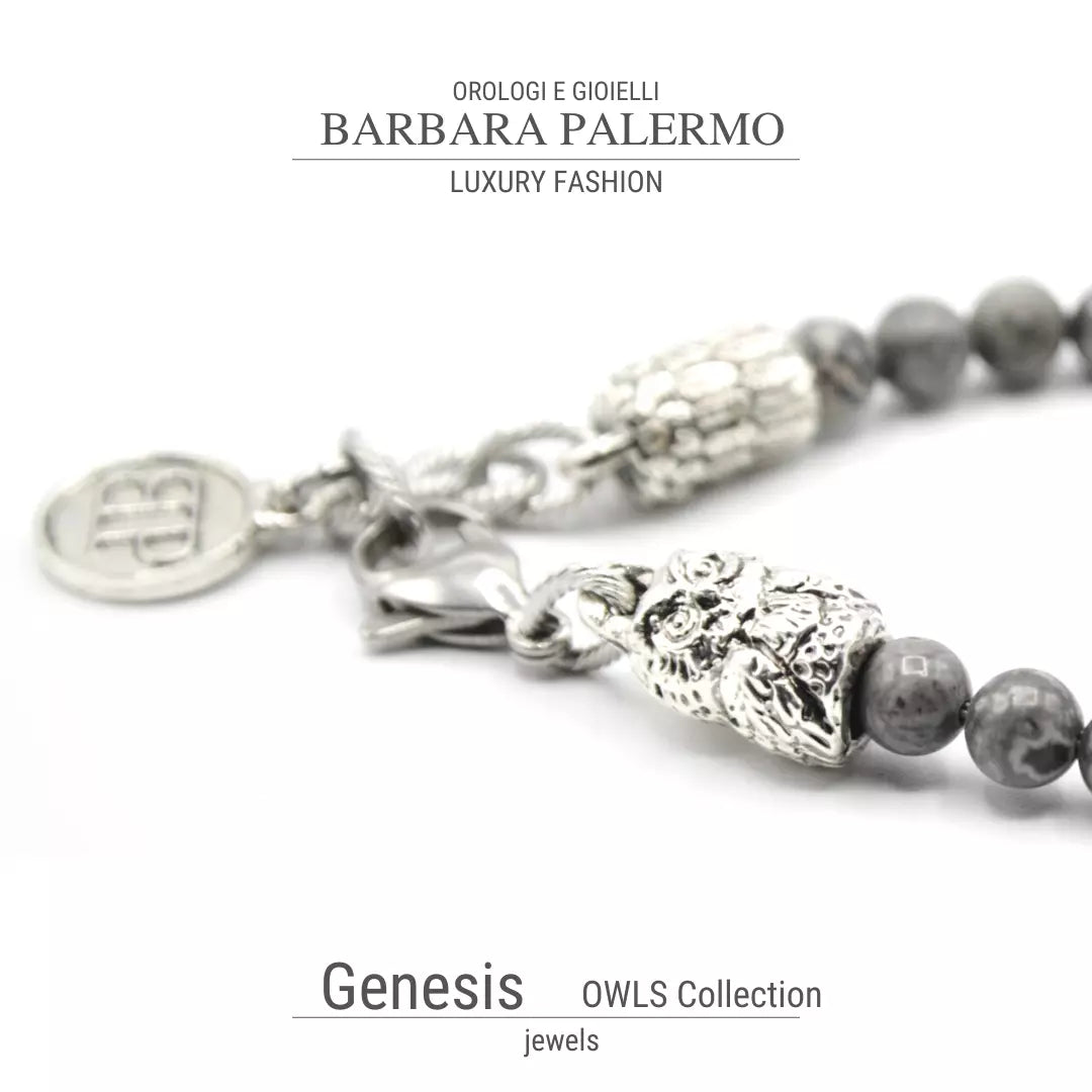 Genesis: Bracciale Agata fossile con Gufo