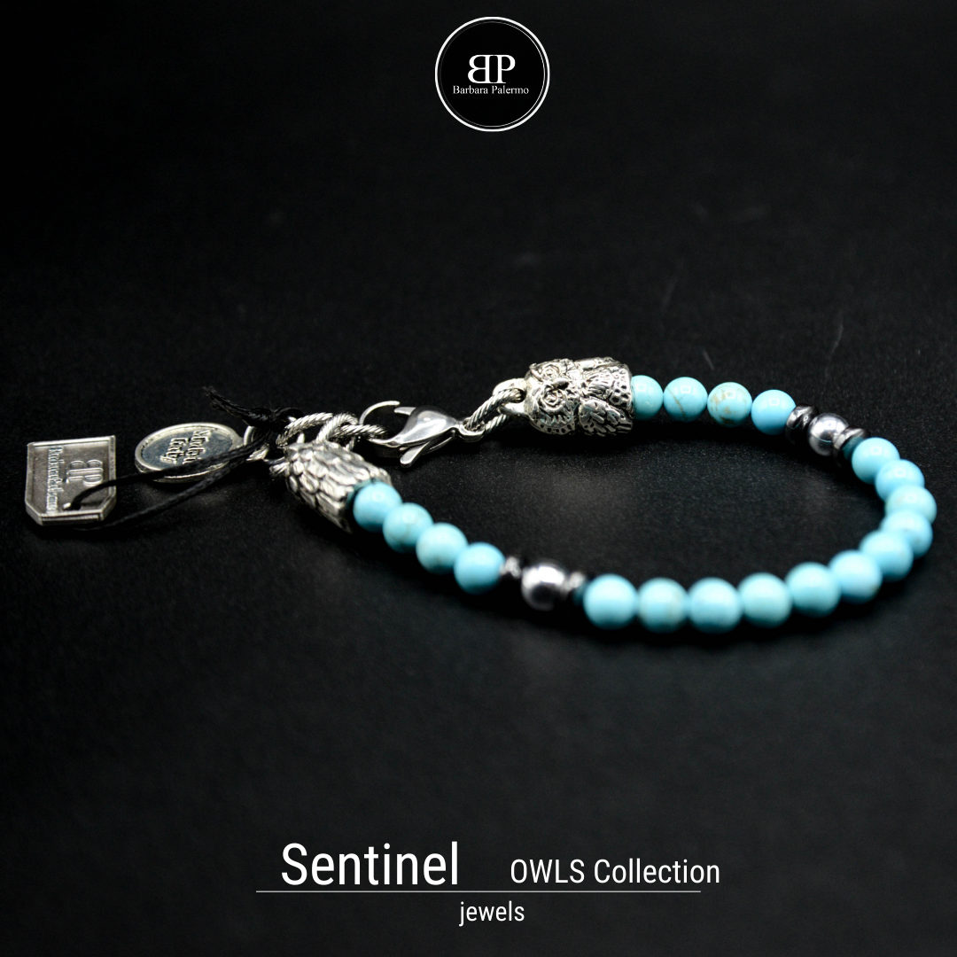 Sentinel – Türkisfarbenes Steinarmband mit Eule