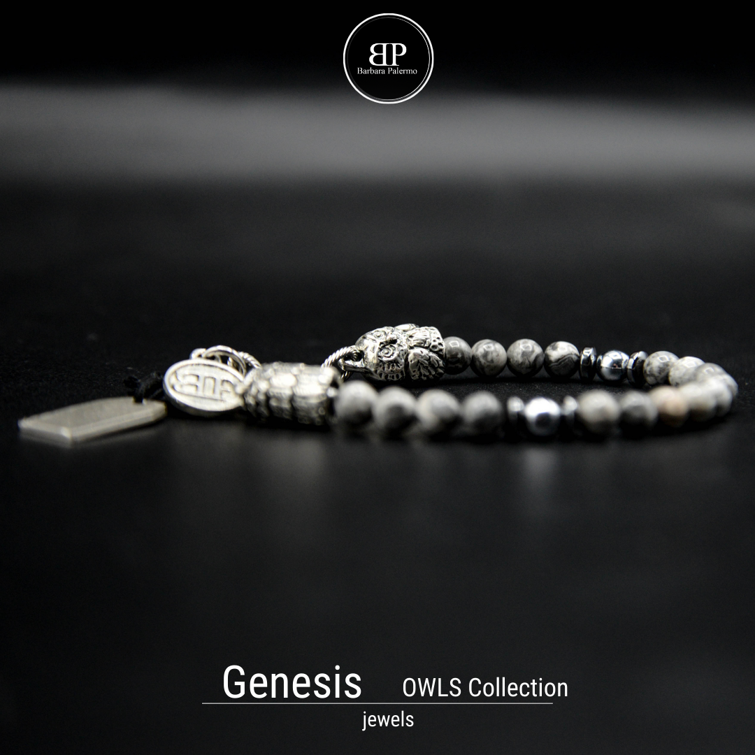 Genesis: Bracciale Agata fossile con Gufo