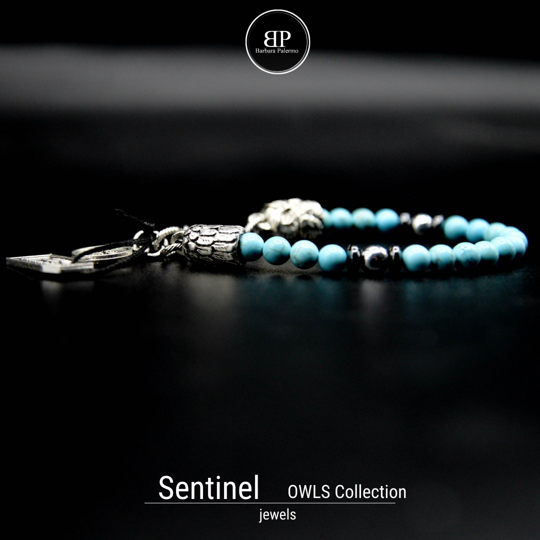 Sentinel – Türkisfarbenes Steinarmband mit Eule