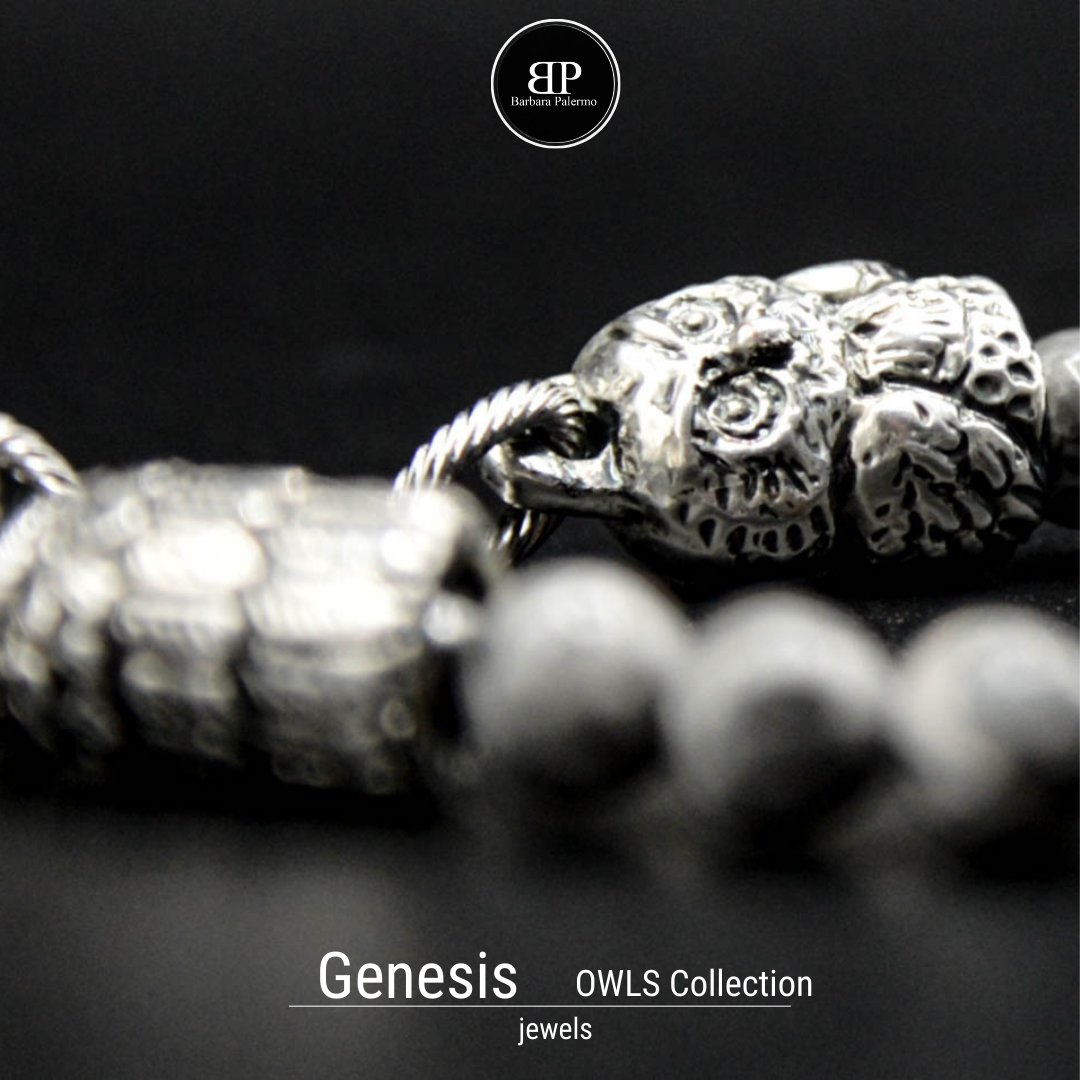 Genesis: Bracciale Agata fossile con Gufo