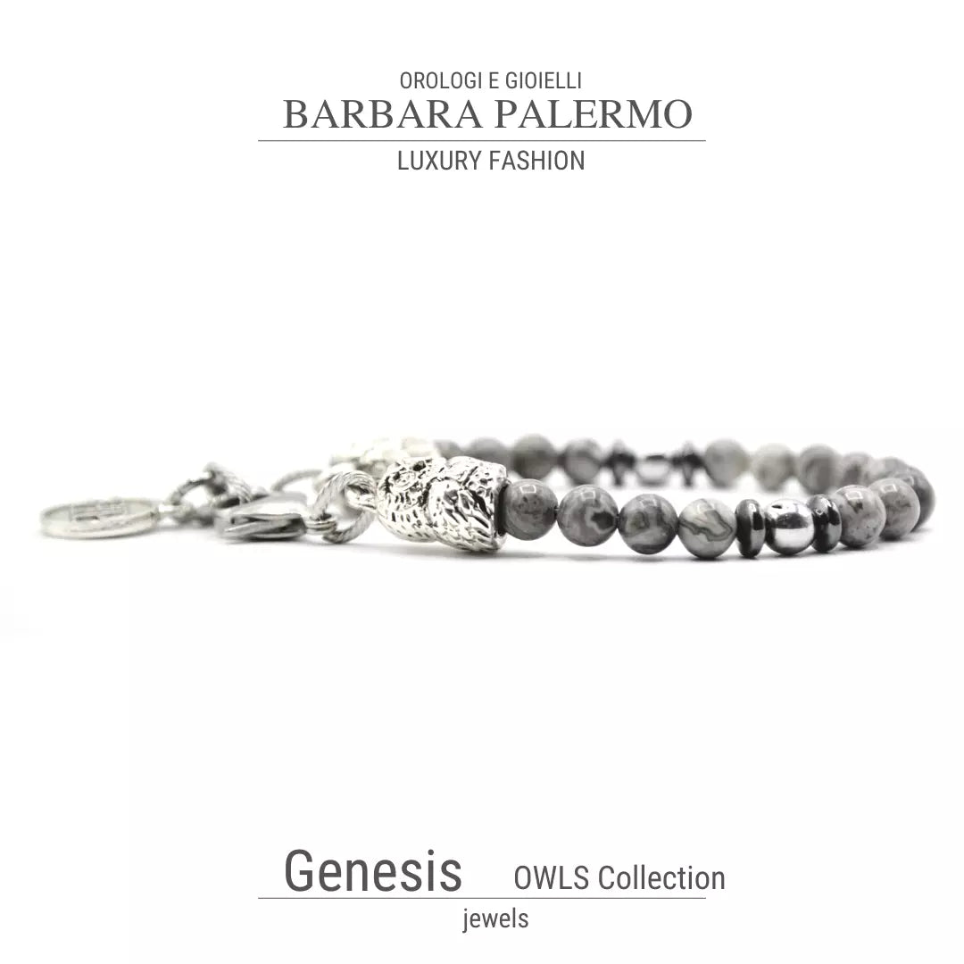 Genesis: Bracciale Agata fossile con Gufo