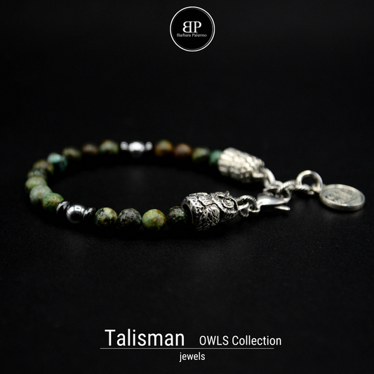 Bracciale Talisman - con gufo e turchese Africano