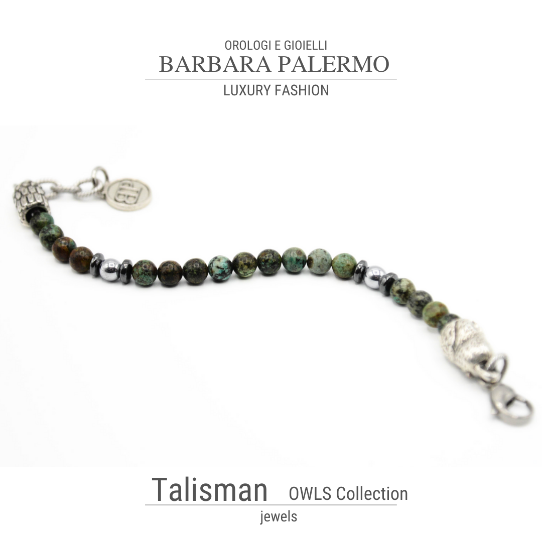 Bracciale Talisman - con gufo e turchese Africano