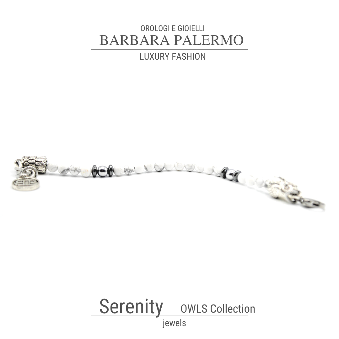 Serenity - Bracciale in Howlite e Ematite con Gufo