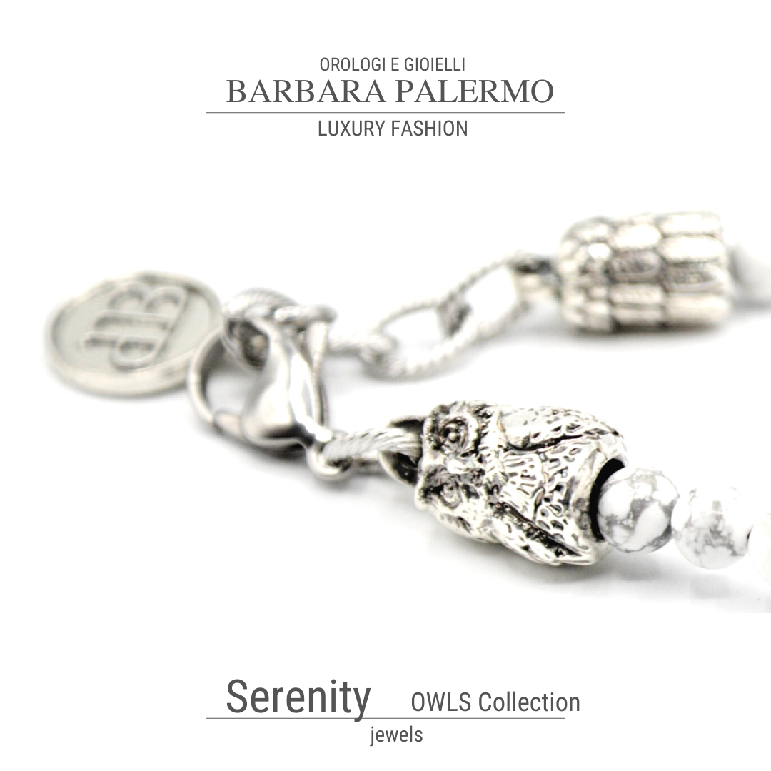 Serenity - Bracciale in Howlite e Ematite con Gufo