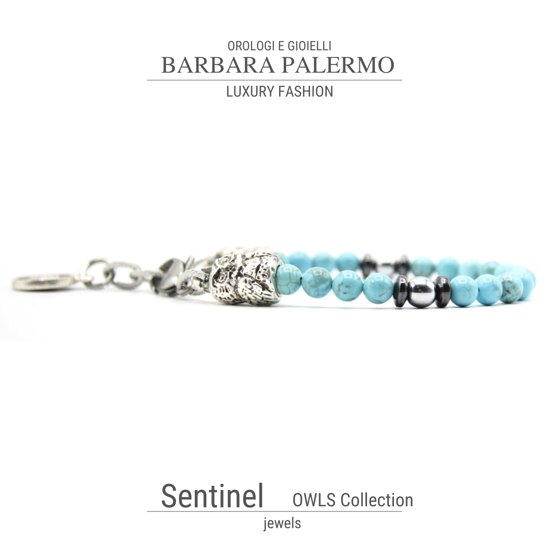 Sentinel – Türkisfarbenes Steinarmband mit Eule
