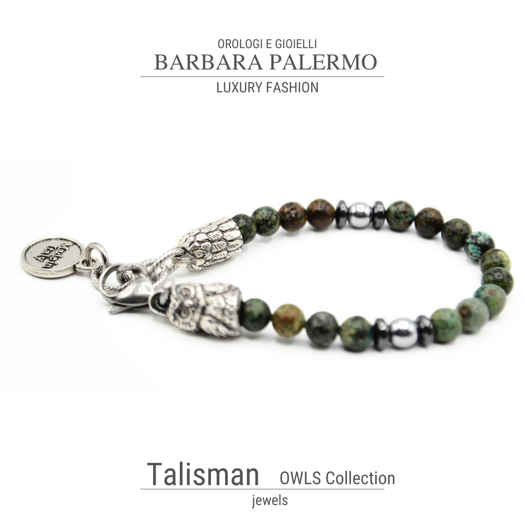 Bracciale Talisman - con gufo e turchese Africano