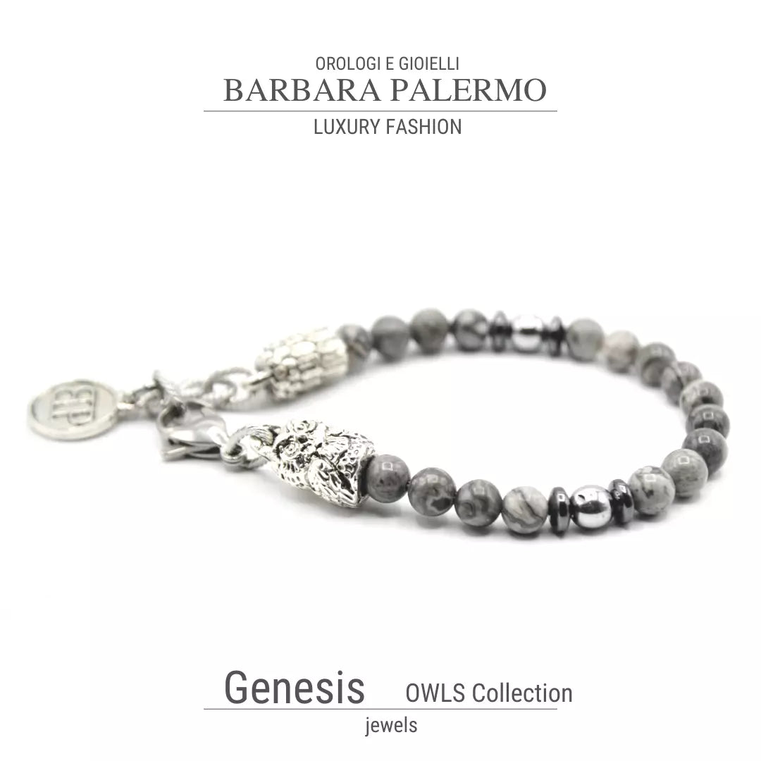 Genesis: Bracciale Agata fossile con Gufo