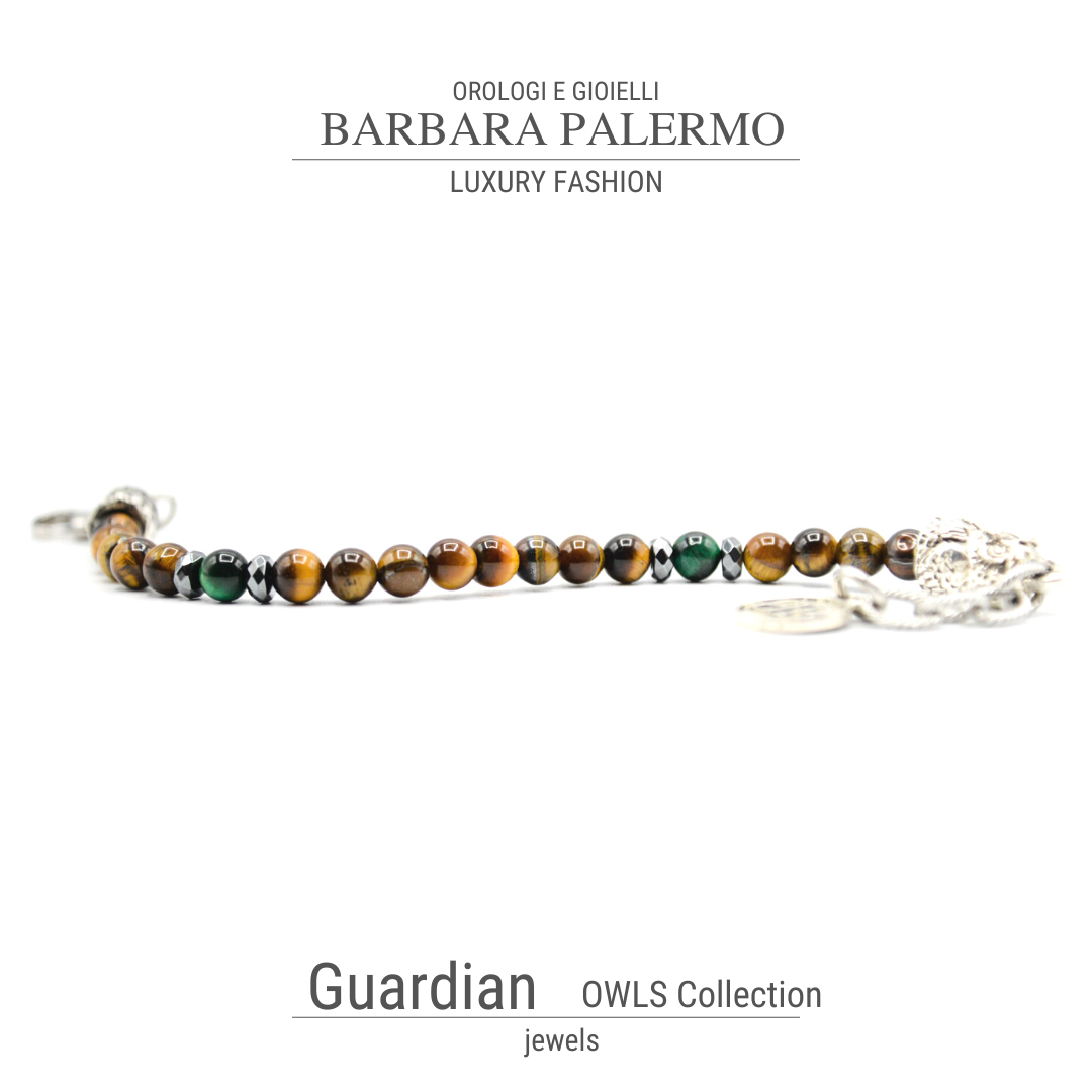 Guardian - Bracciale Occhio di Tigre con Gufo Argento