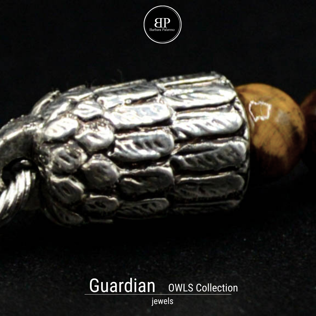 Guardian - Bracciale Occhio di Tigre con Gufo Argento