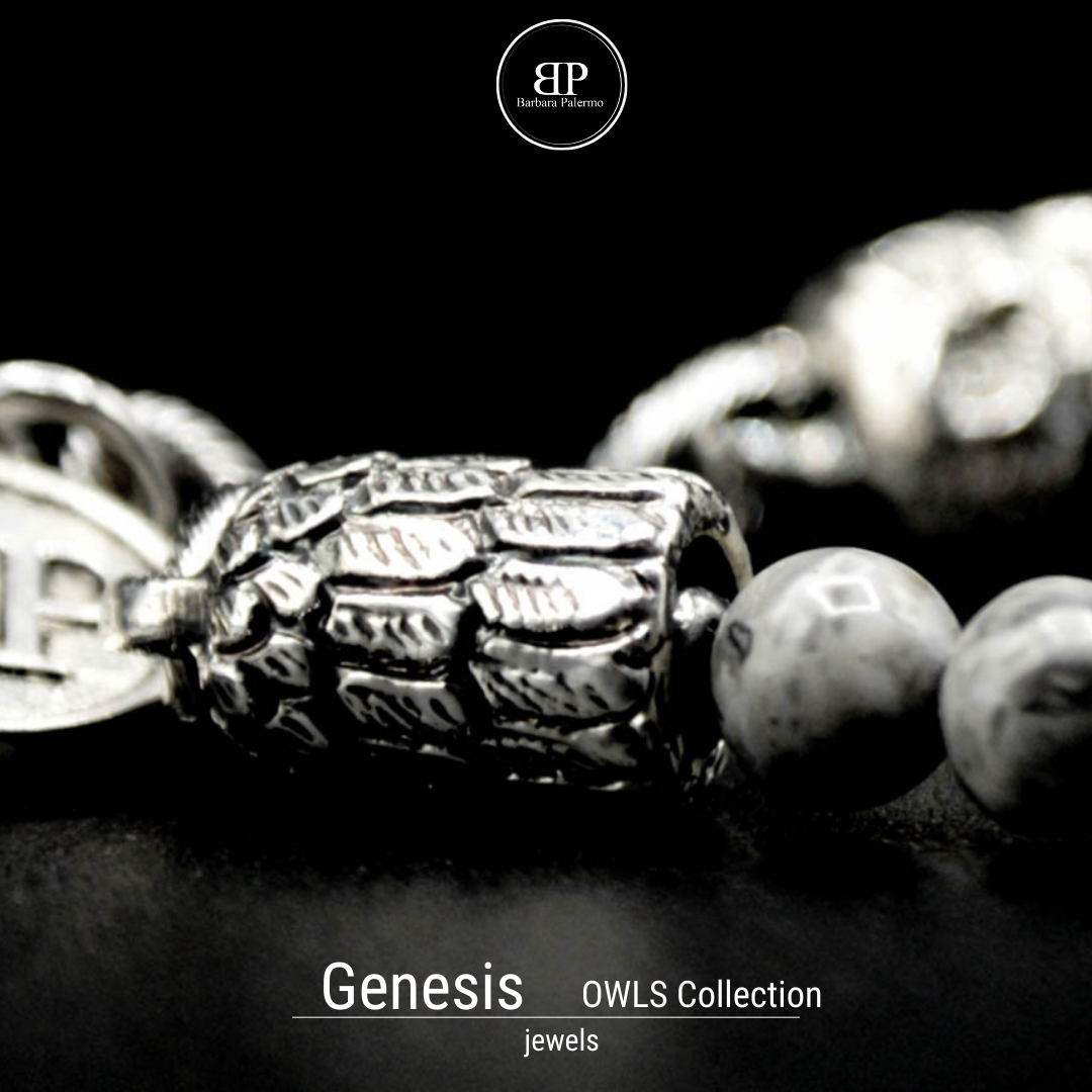 Genesis: Bracciale Agata fossile con Gufo