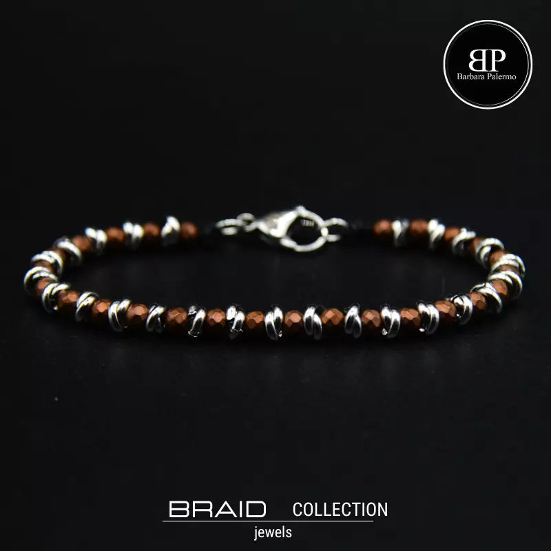 Bracciale nautico acciaio ed ematite Braid Terra Cotta