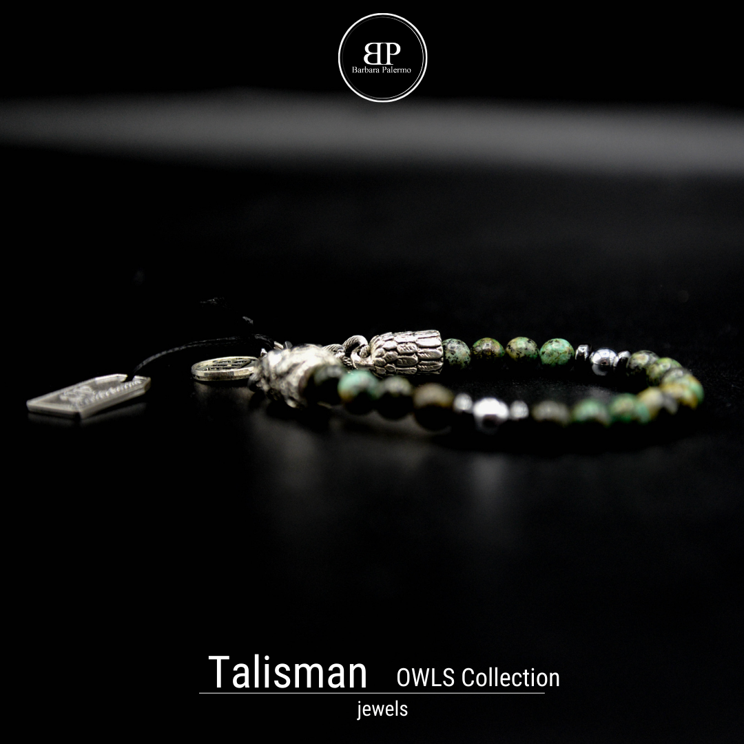 Bracciale Talisman - con gufo e turchese Africano