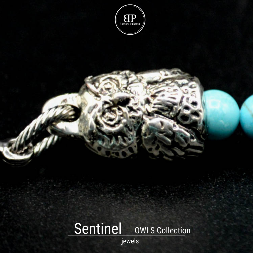 Sentinel – Türkisfarbenes Steinarmband mit Eule