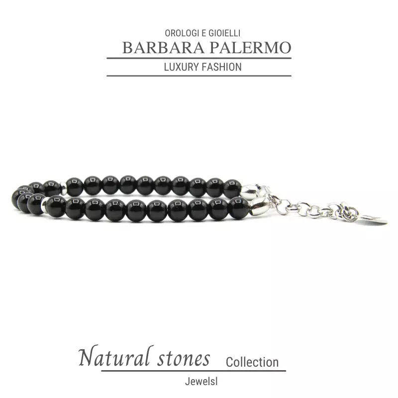 Stones: bracciale Onice nero moschettone
