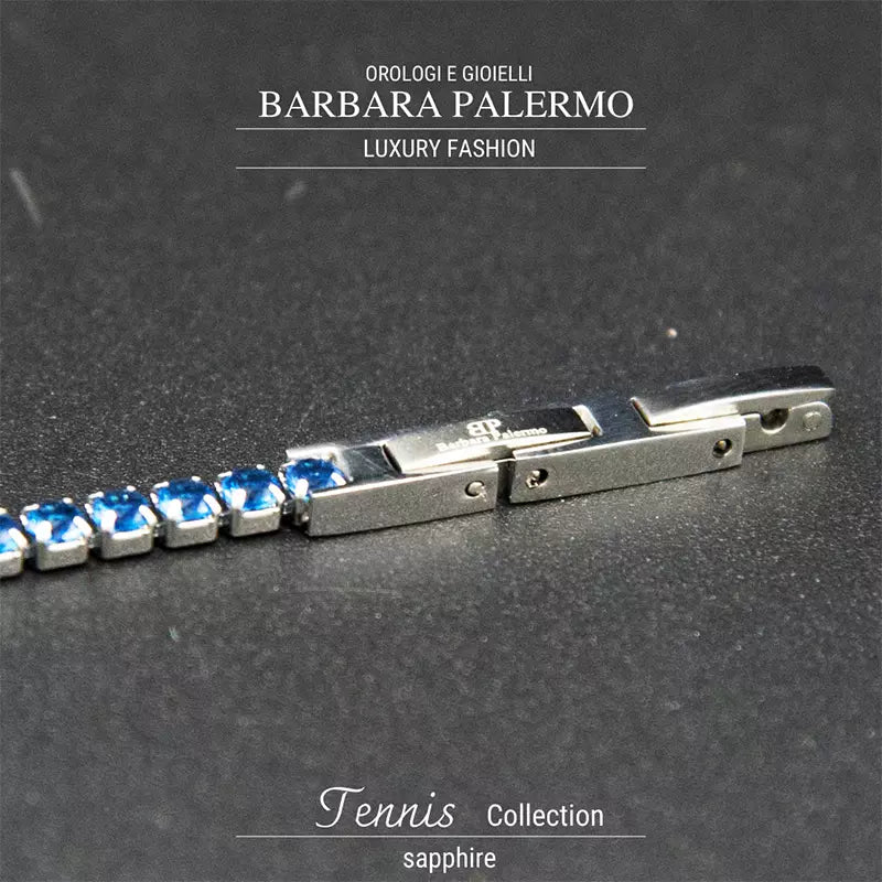 Blaues Tennisarmband aus 316-L-Stahl, PVD-titanbeschichtet