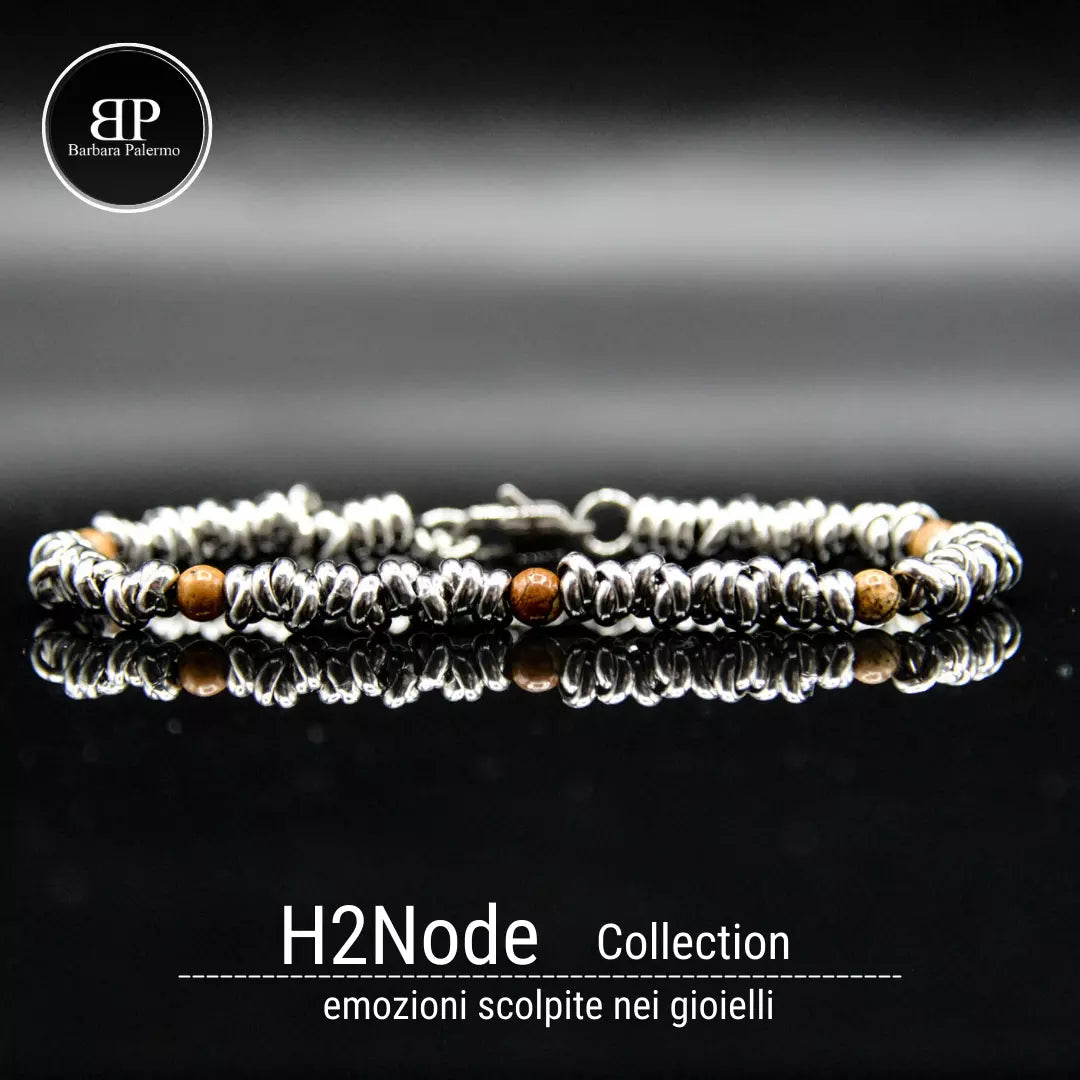 Bracciale H2Node con Pietra Paesina (Diaspro Paesaggio)
