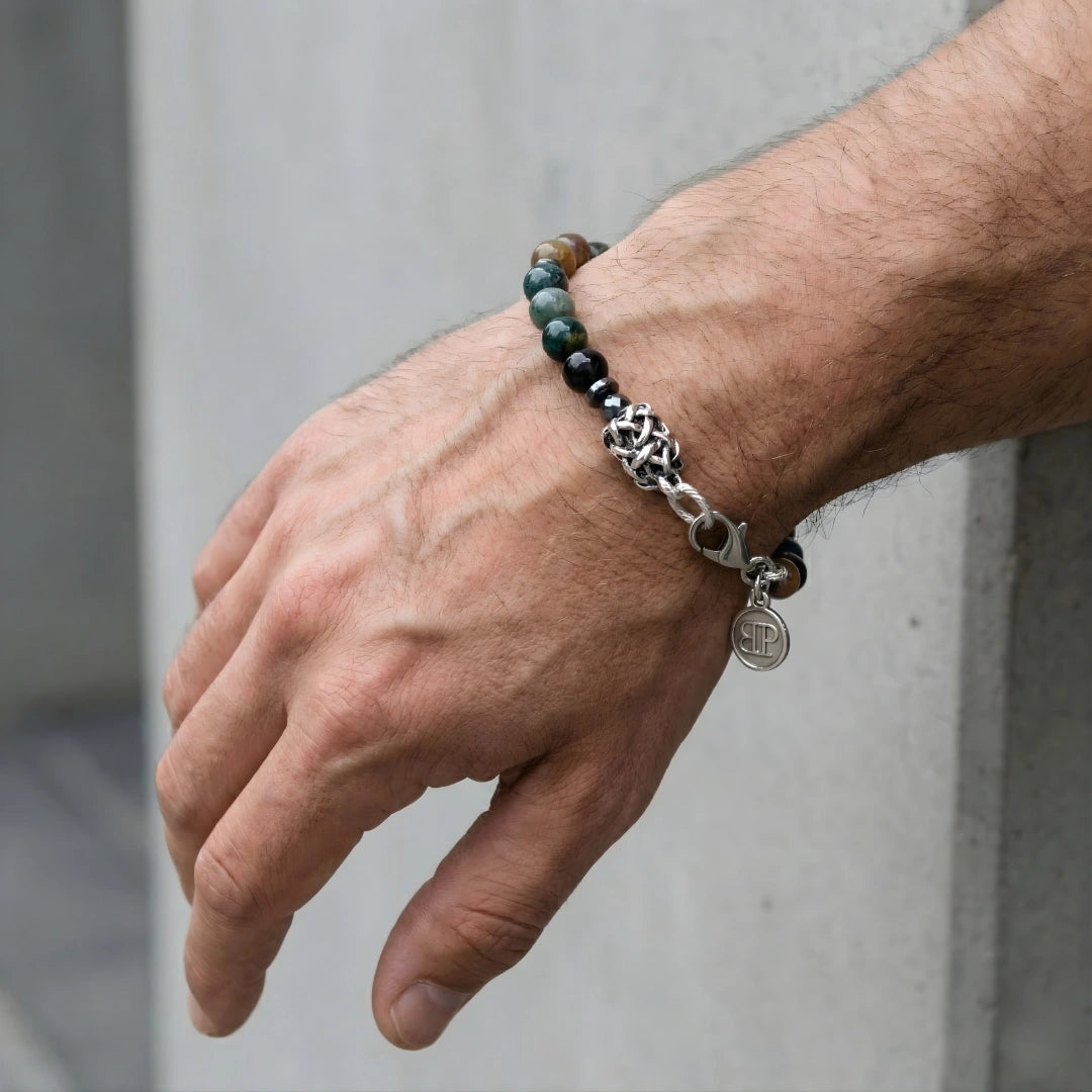 EXPLORER Indisches Achatarmband mit Silberanschlüssen