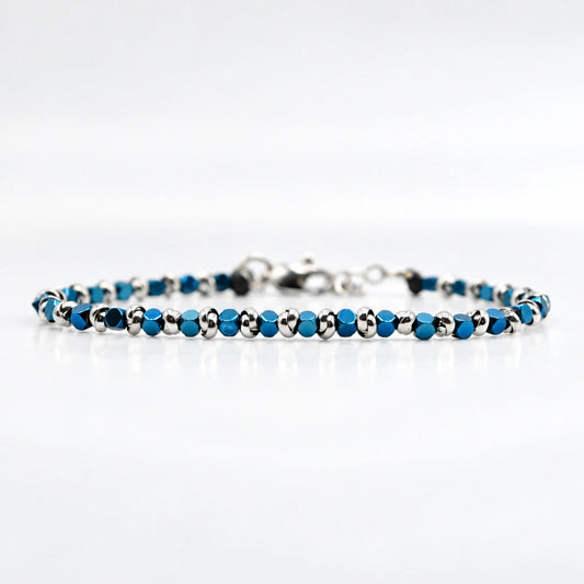 Bracciale Braid Mini 2.0 con Ematite Blu Elettrico