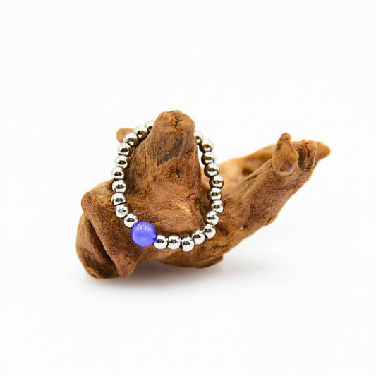 Anello con topazio blu, Anello con pietre preziose di forma quadrata Anello con topazio blu, Anello con pietre preziose di forma quadrata