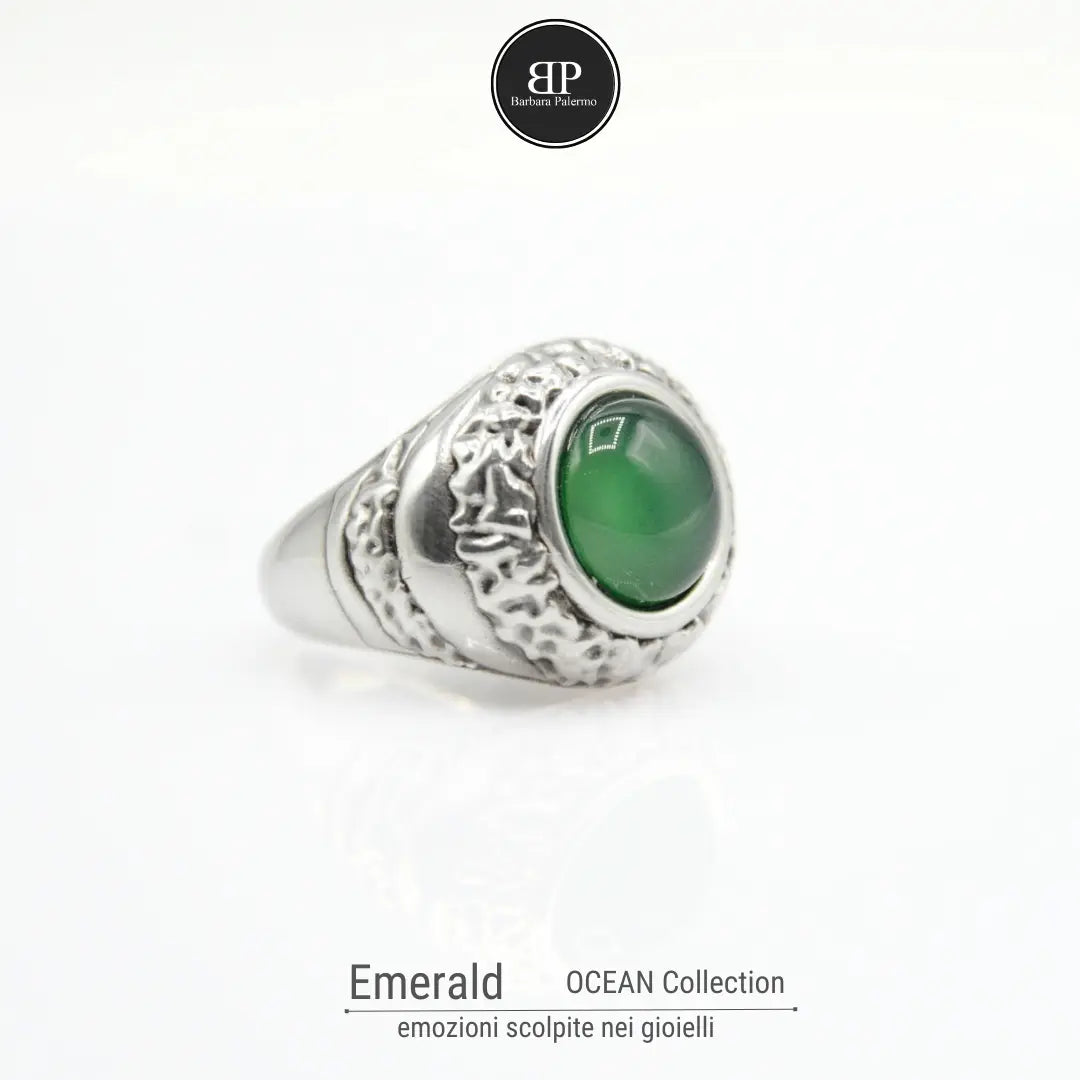 Anello Emerald: con giada verde - Riflesso di Natura Pura