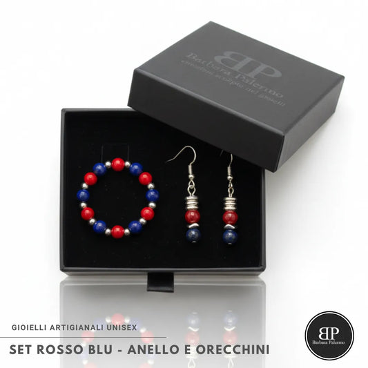 SET ROSSO BLU – ANELLO E ORECCHINI