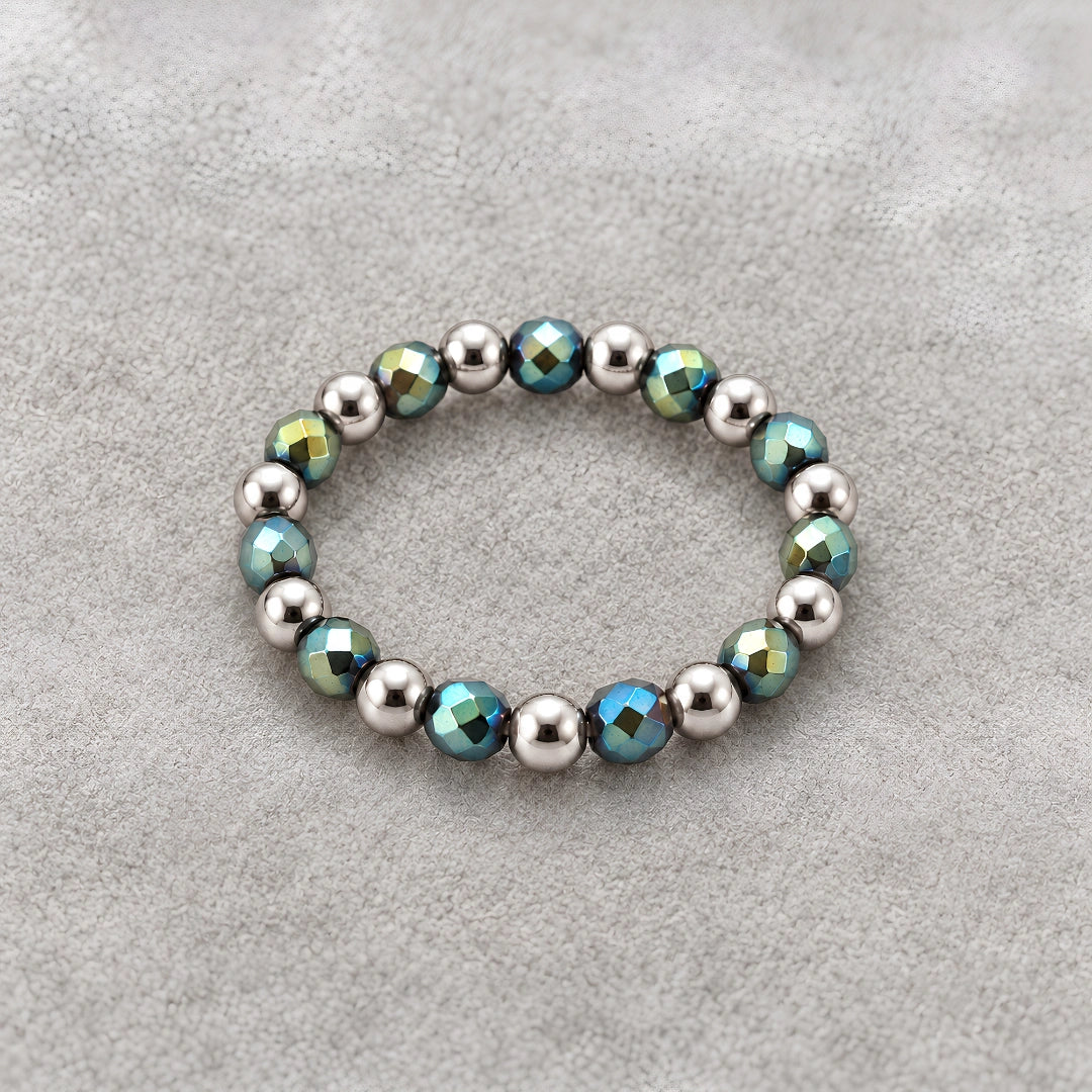 Anello Green Glow Elastic con Ematite Verde Lucida