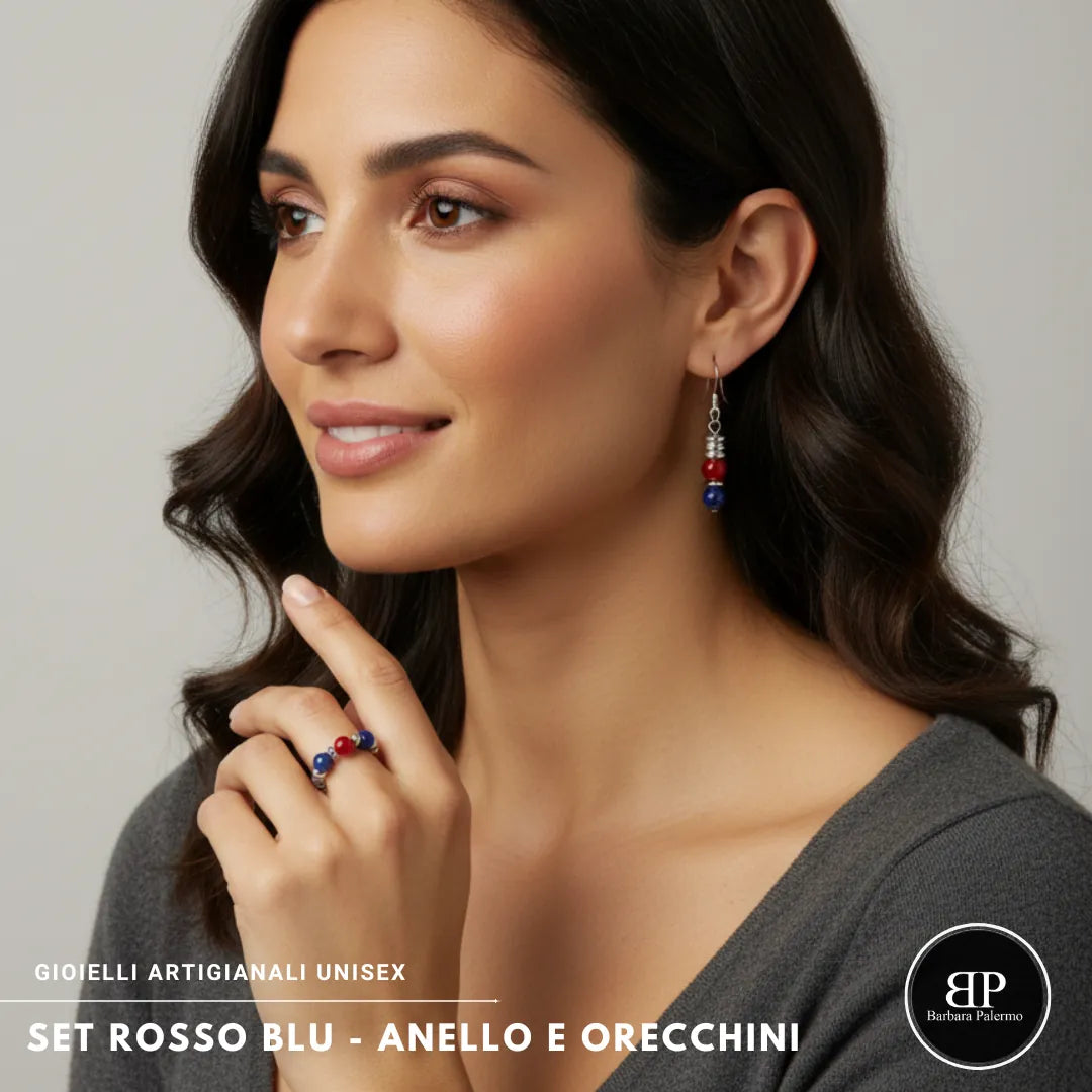 SET ROSSO BLU – ANELLO E ORECCHINI