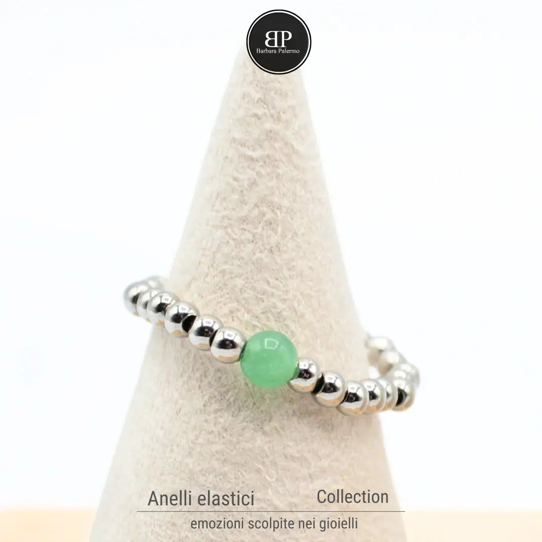 Anello Elastico con Agata Verde - Equilibrio Naturale