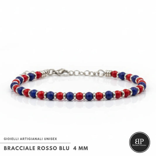 Bracciale Lapis e Agata Rossa 4 mm