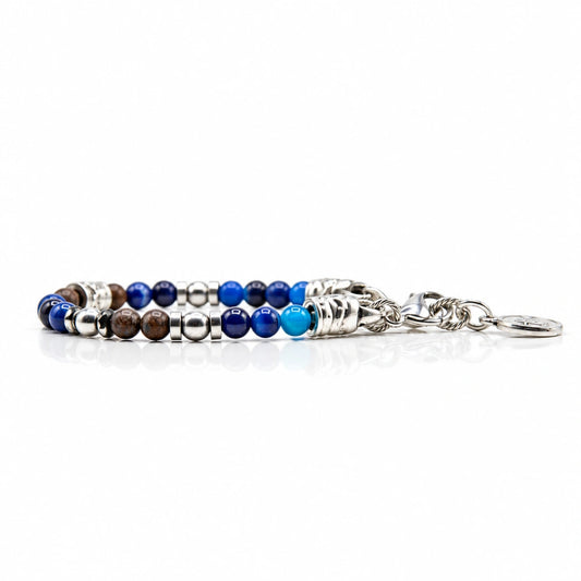 Bracciale Ossidiana Agata blu Ematite Argento Ocean Miami