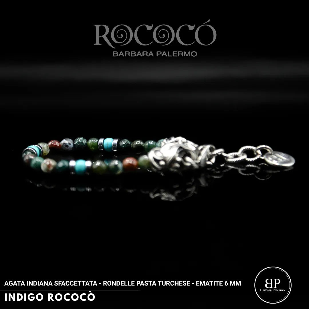 INDIGO ROCOCÒ – Bracciale in Agata Indiana e Turchese