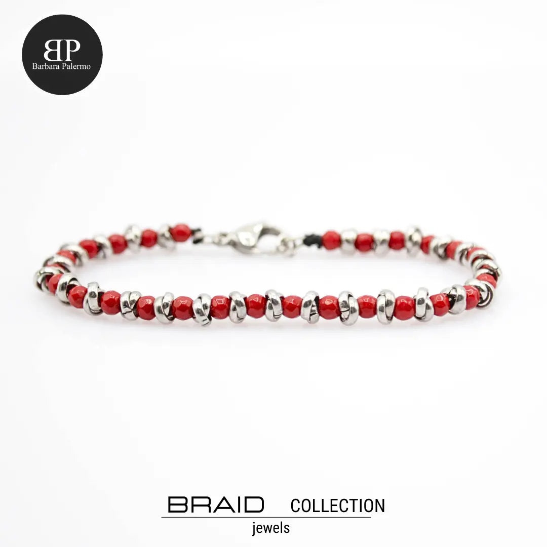 Bracciale Braid con Filo Nautico e Agata Rossa