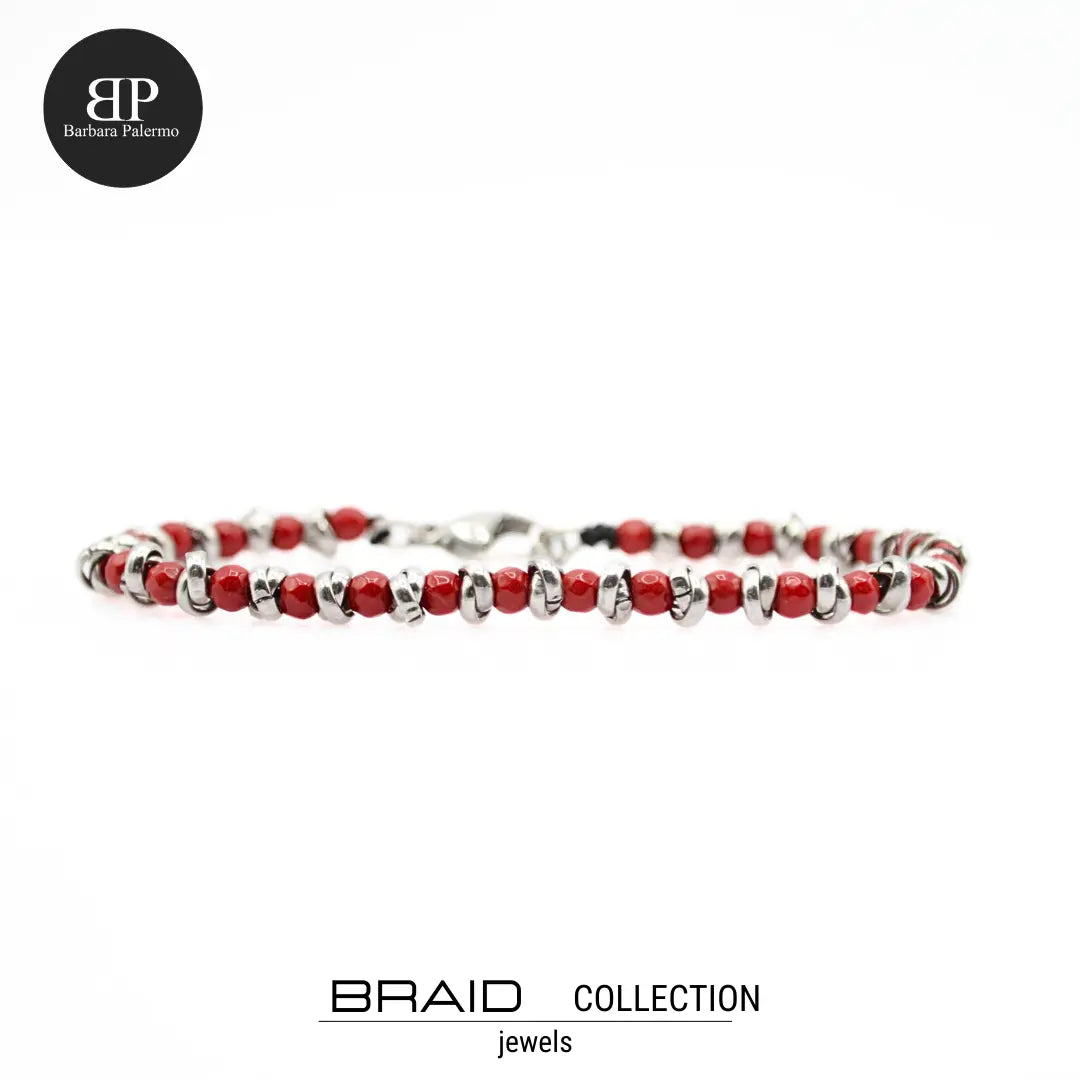 Bracciale Braid con Filo Nautico e Agata Rossa