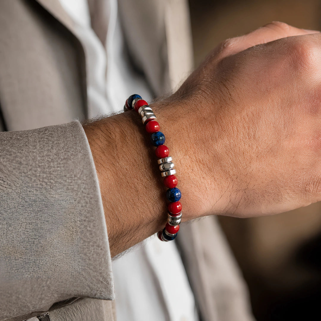 Bracciale Rosso Blu Bologna elastico