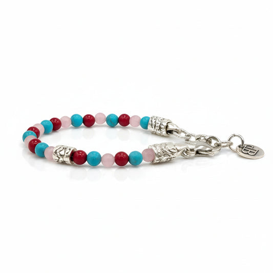 Rosafarbenes Jade- und Türkis-Ozean-Costa-Rica-Armband