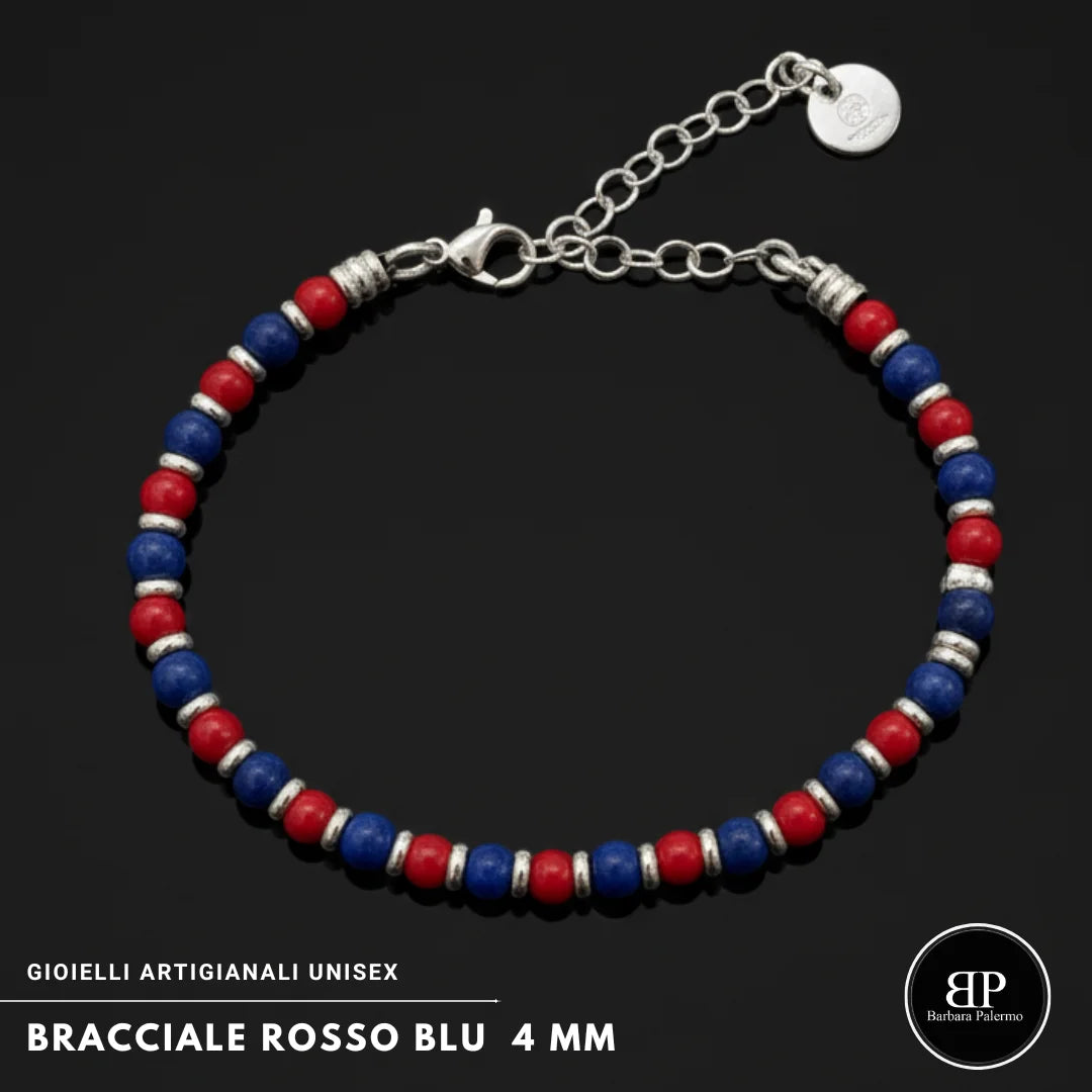 Bracciale Lapis e Agata Rossa 4 mm