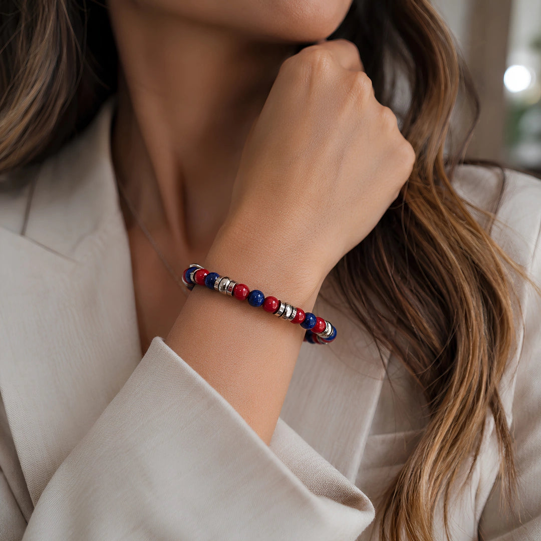 Bracciale Rosso Blu Bologna elastico