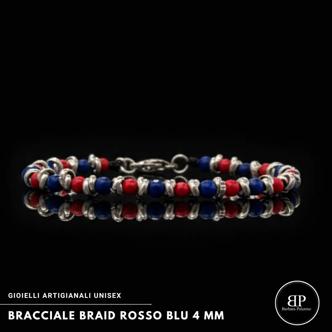 Rot-Blaues Bologna-Flechtarmband