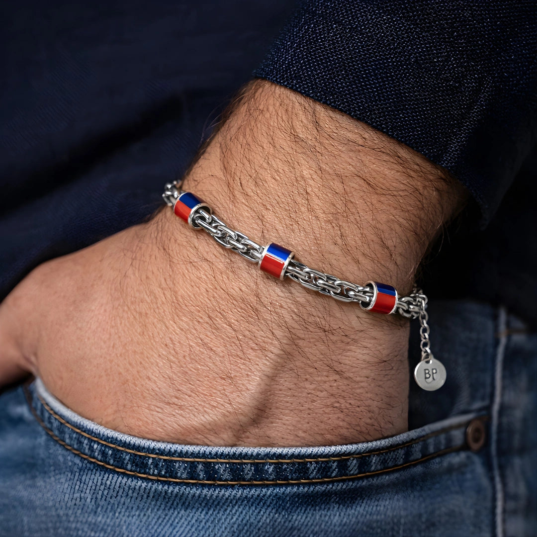 Bracciale Rosso Blu Bold Acciaio 316L