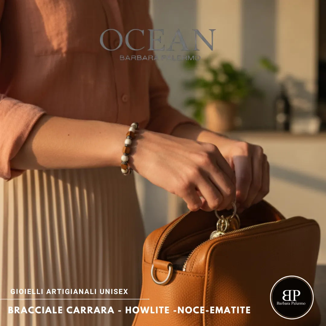 Bracciale Ocean Carrara – Howlite, Noce ed Ematite