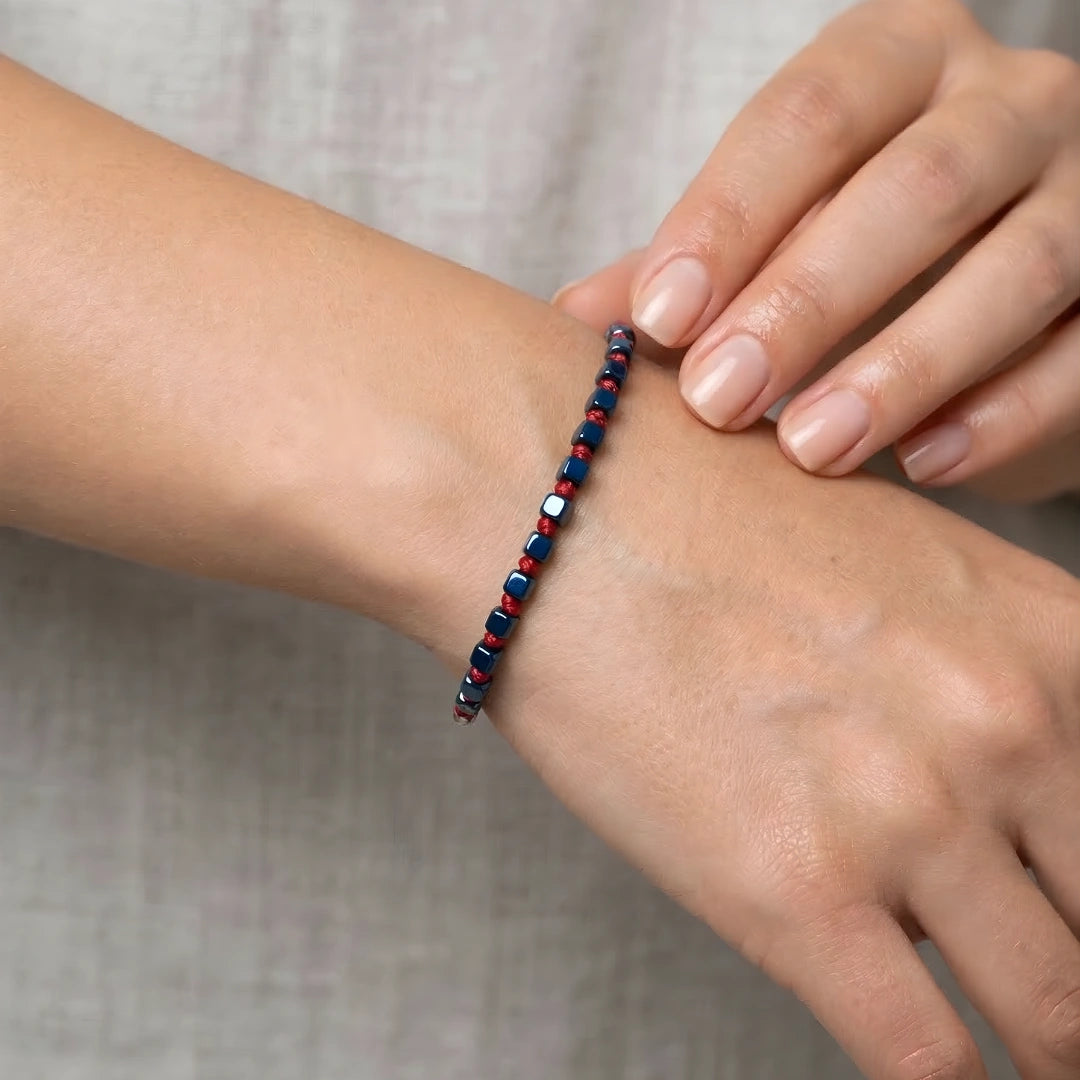 Bracciale Luminex Rosso Blu Cubi Blu