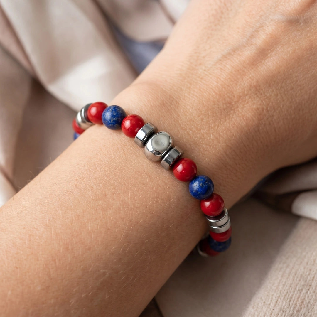 Bracciale Rosso Blu Bologna elastico