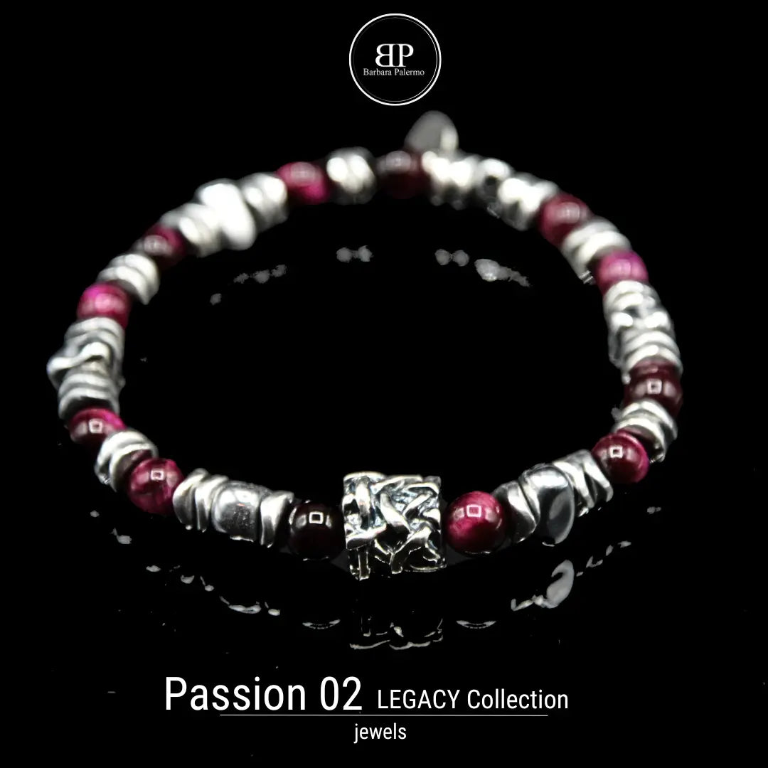 Lila Tigerauge-Armband PASSION mit Silberanschlüssen