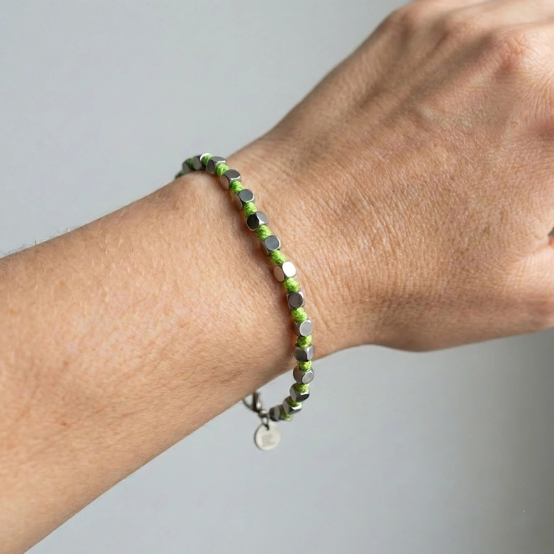 Bracciale Luminex Verde  Cubi Ematite