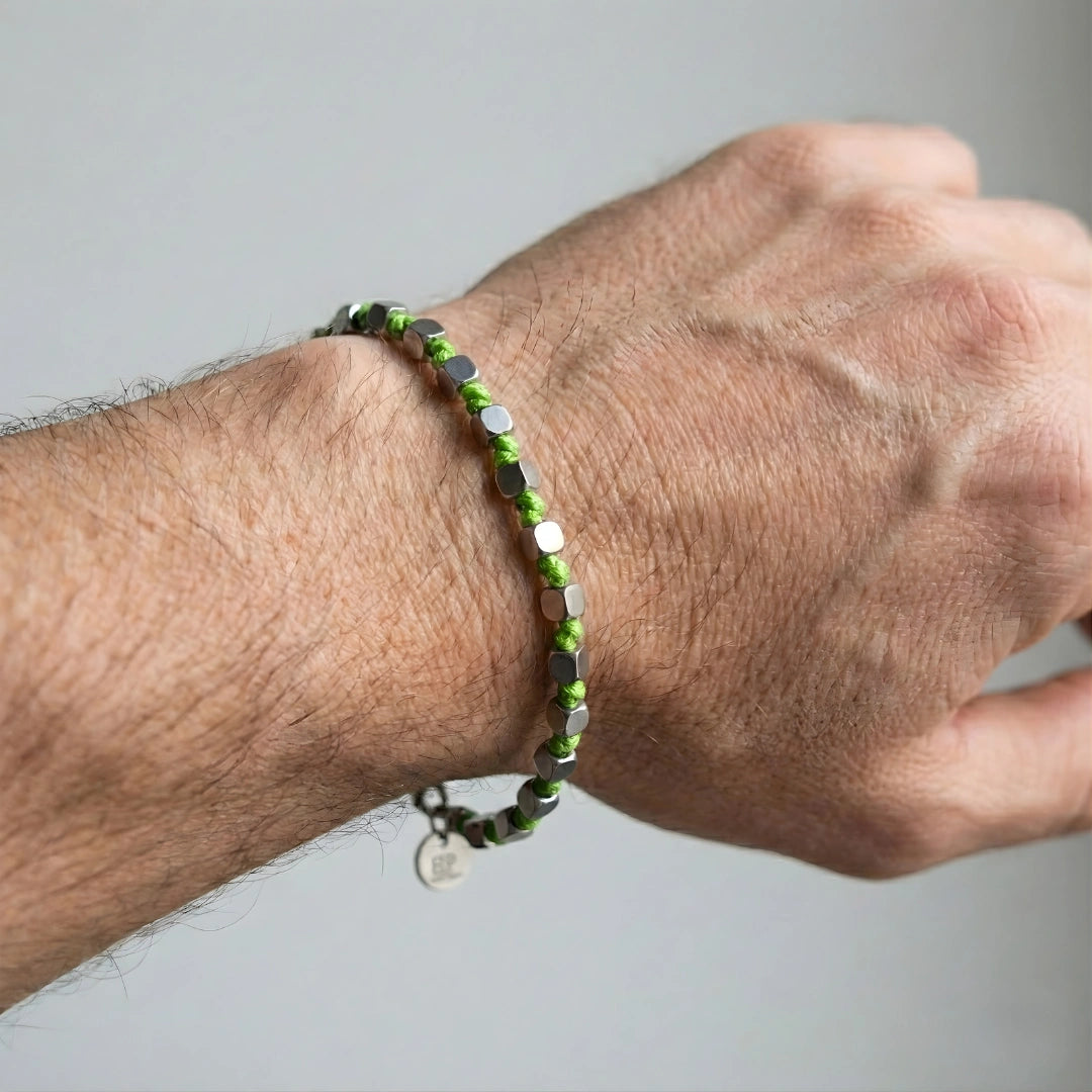 Bracciale Luminex Verde  Cubi Ematite