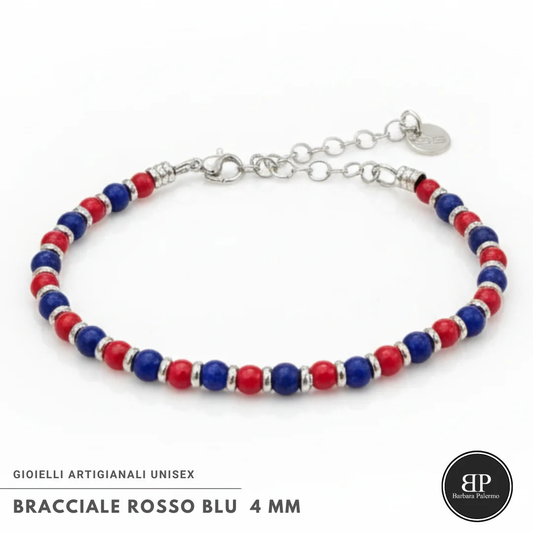 Bracciale Lapis e Agata Rossa 4 mm