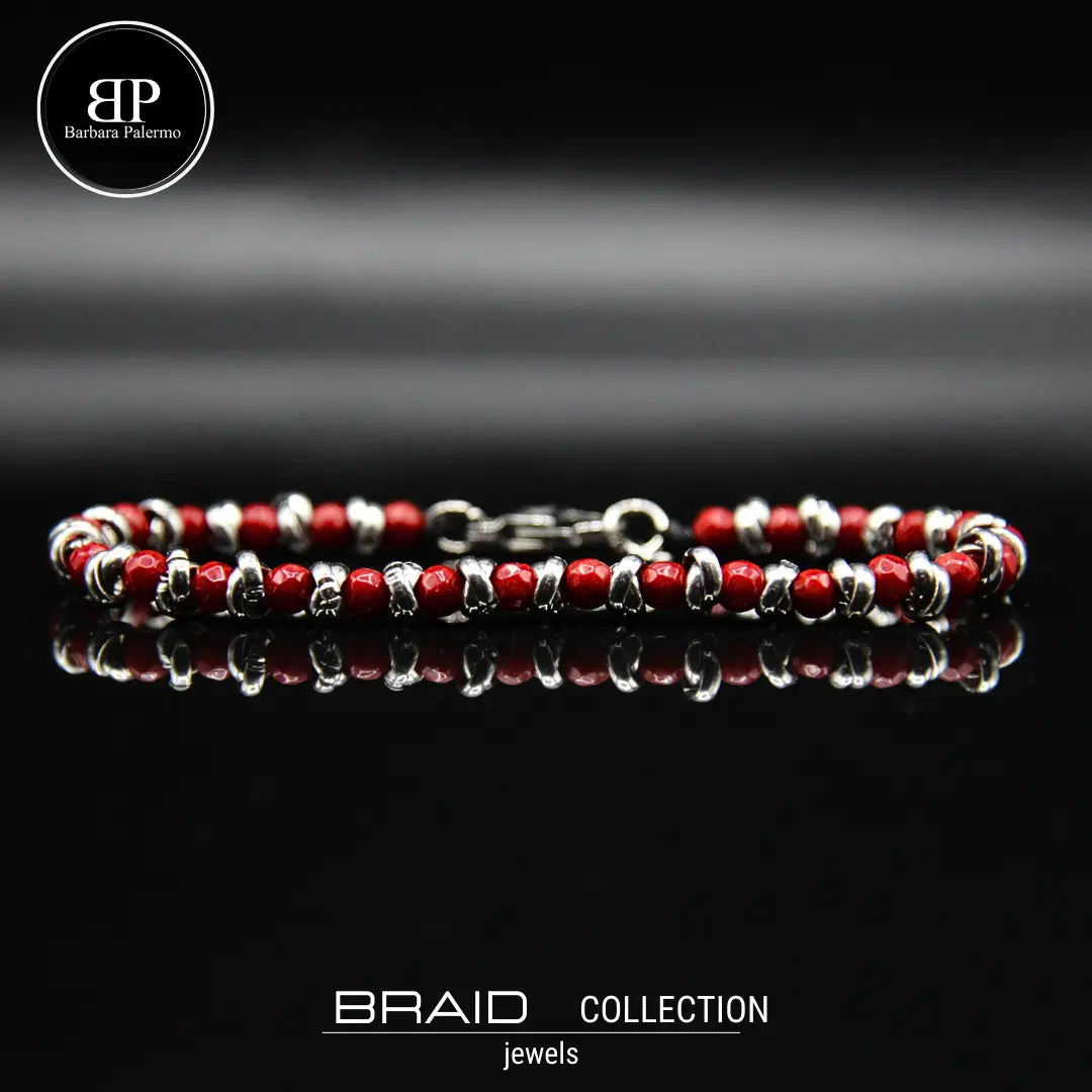 Bracciale Braid con Filo Nautico e Agata Rossa