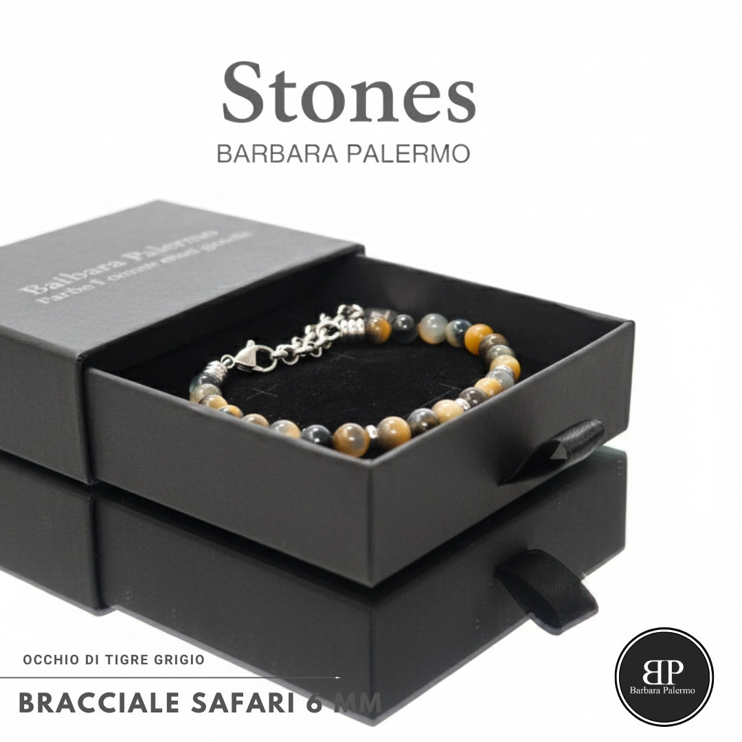 Bracciale Safari – Occhio di Tigre Grigio 6 mm